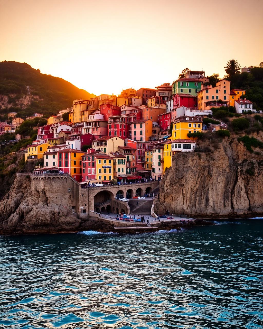 Vilarejos coloridos à beira-mar em Cinque Terre, na Itália