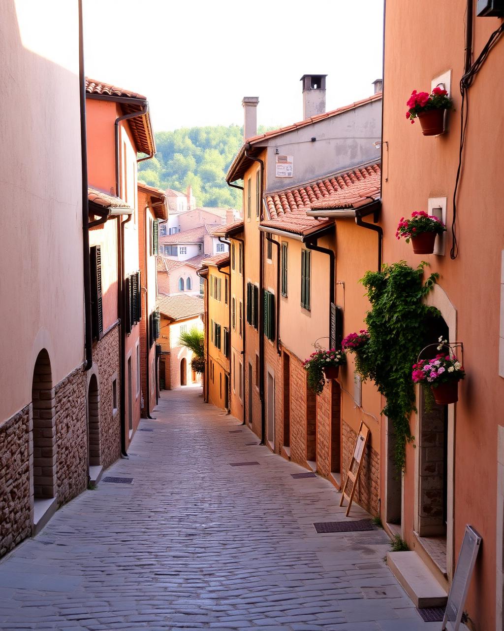 Rua de pedra em um vilarejo histórico italiano
