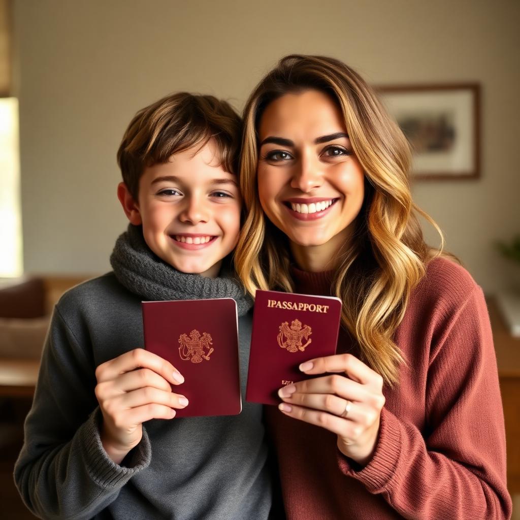 Mãe e filho depois do reconhecimento da cidadania italiana